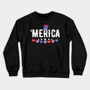 Merica Hearts Bunting Patriotic 4th of july Crewneck Sweatshirt